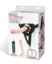 Lux Fetish Strap On Harness Pegging Set w/Vibrating & Slim Anal Dildo
