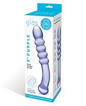 Glas Purple Rain Ribbed Glass Dildo