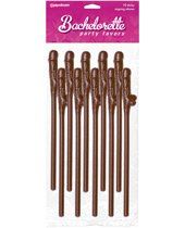 Bachelorette Party Favors Pecker Straws - Brown Pack of 10