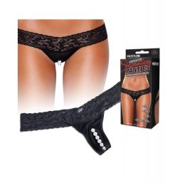 Hustler Stimulating Panties w/Pearl Pleasure Beads Black (size: M/L)