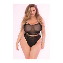 Pink Lipstick All Access Pass Bodystocking Black (size: O/S)